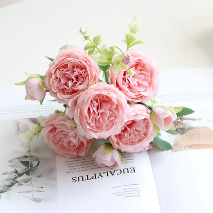 Premium Silk White Peony Artificial Flowers for Home Vase Decor