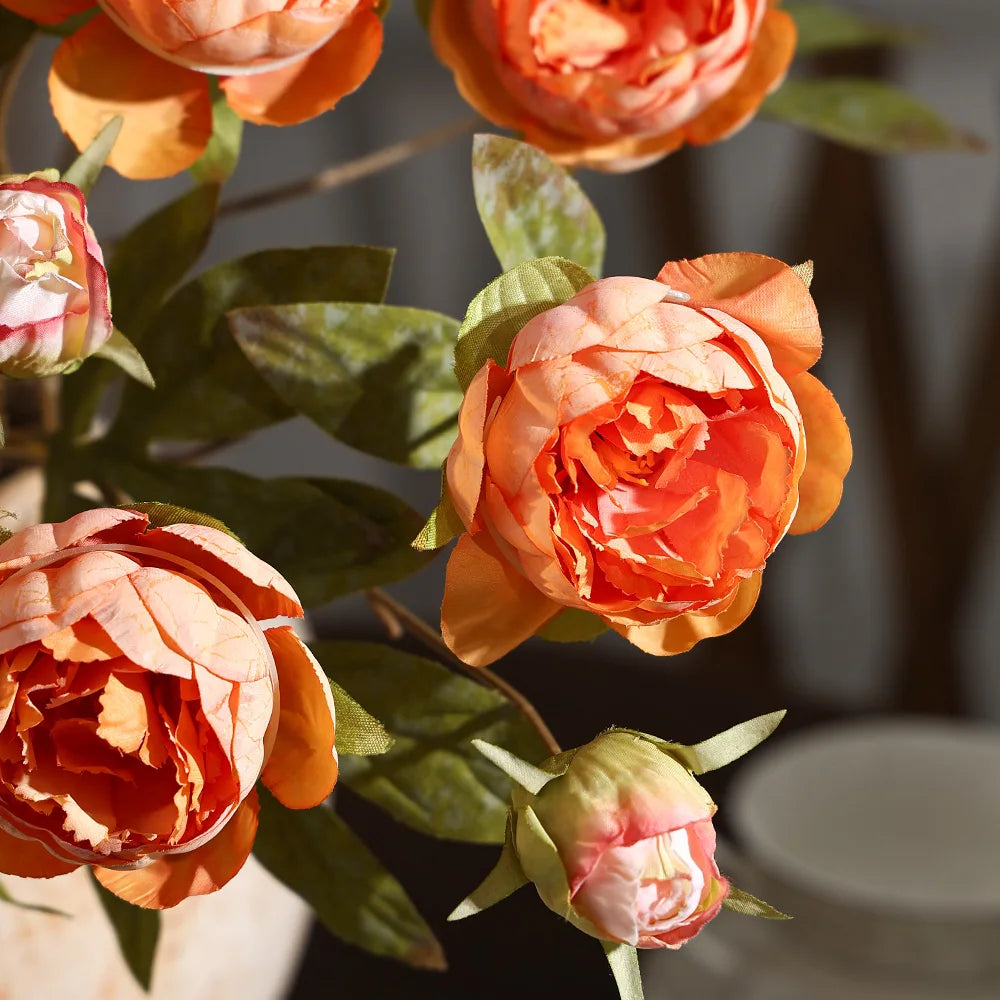 63CM Premium Long-Stem Silk Peony Artificial Flower Bouquet