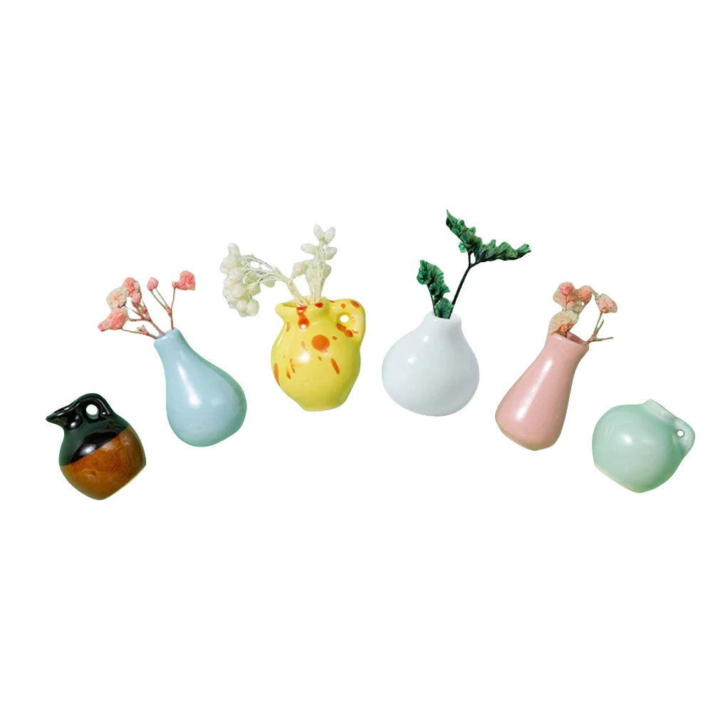 14-5pcs Mini Vase Super Powerful Fridge Message Porcelain Refrigerator Magnets 3D Flower Pot Fridge Magnet for Home Decoration