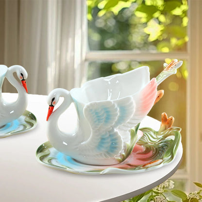 Luxurious 220ml Bone China Coffee Cup and Saucer Plate Set