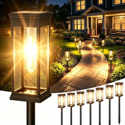 Solar Garden Lights LED Solar Pathway Lights Outdoor Waterproof Auto on/Off for Landscape  Yard Walkway Lawn Lighting Warm White