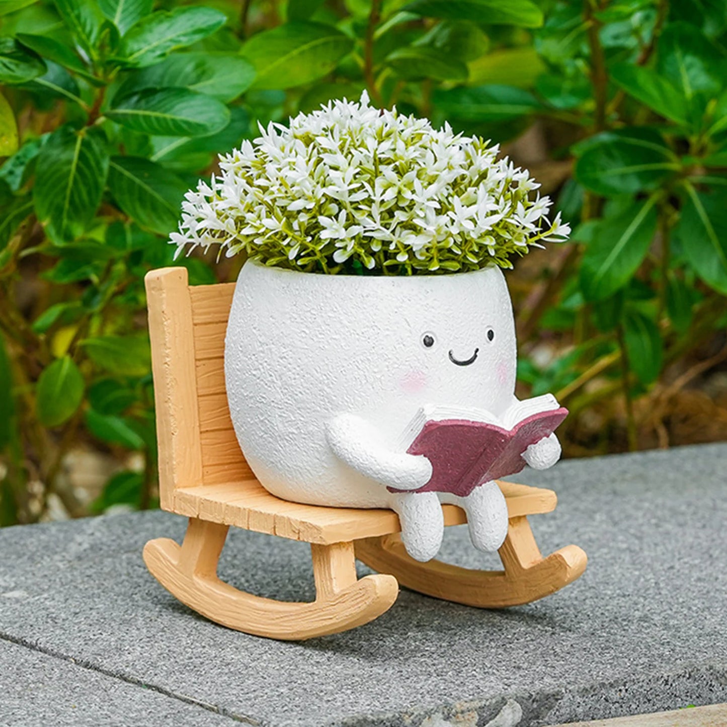 Resin Swing Smile Face Flower Pot