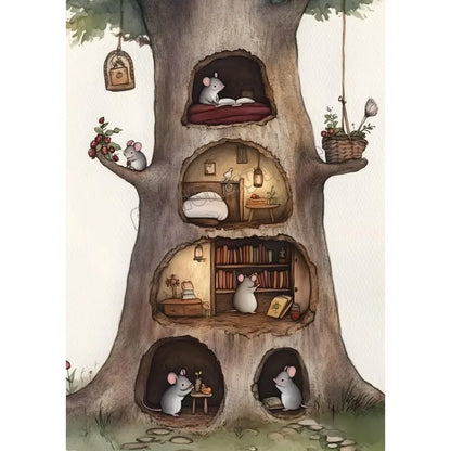 Retro Reading Mouse Canvas Wall Art 🐭📖🌿