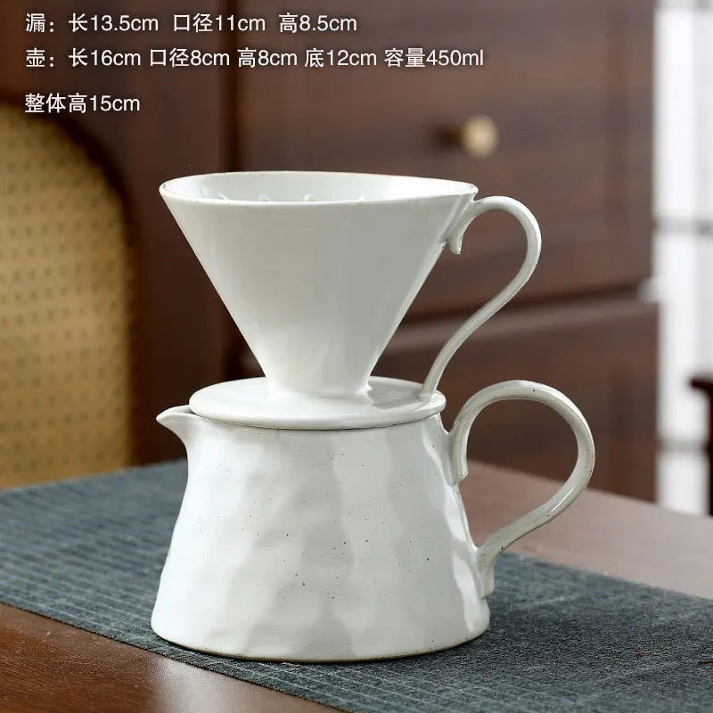 2026 Classic Ceramic Pour Over Coffee Set Large Coffee Server Cone Shaped Dripper Filter Home Hand Brew Coffee Tool Kit