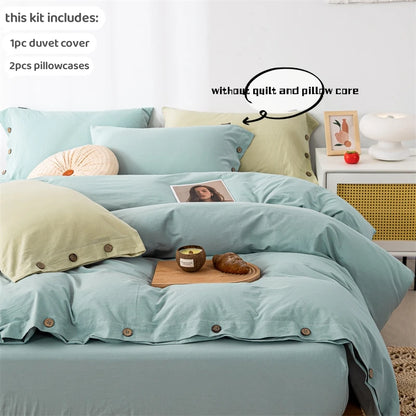 3pcs  100% cotton bedding set Double Duvet Cover Set 220x240 Solid Twist Cotton King Size Bedding Set Quilt Cover Set