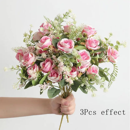 1/2/3Pcs Premium 30cm Silk Rose Artificial Flowers Bouquet