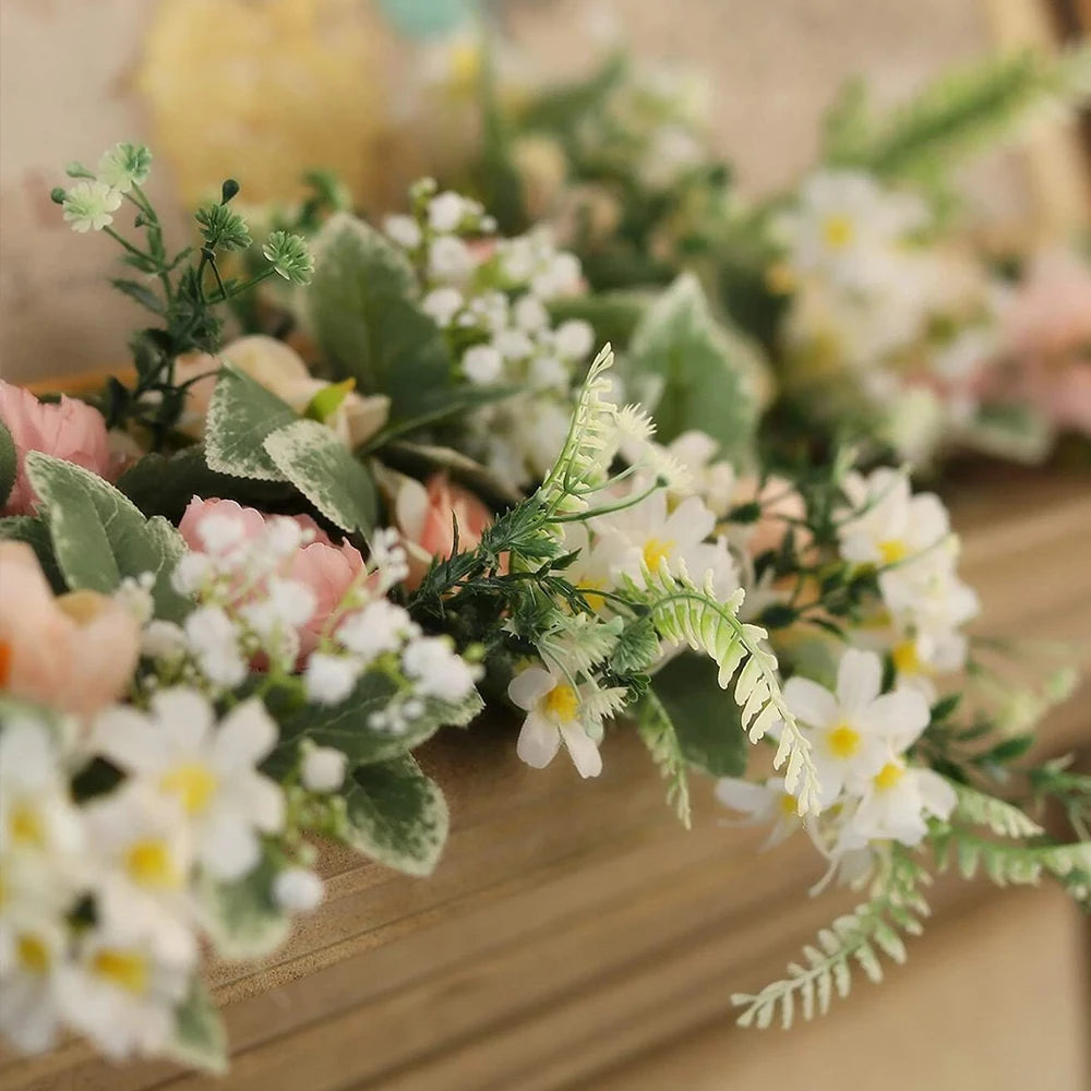 175cm Artificial Rose Flower Vine – Peony &amp; Daisy Floral Garland for Wedding Décor