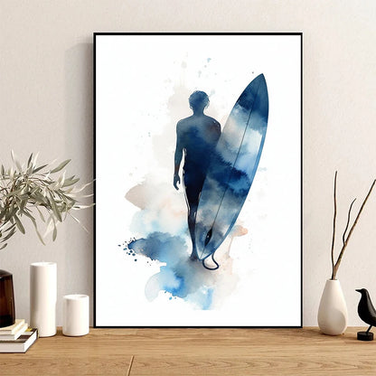 Watercolor Blue Coastal Sea Creatures Canvas Wall Art Posters