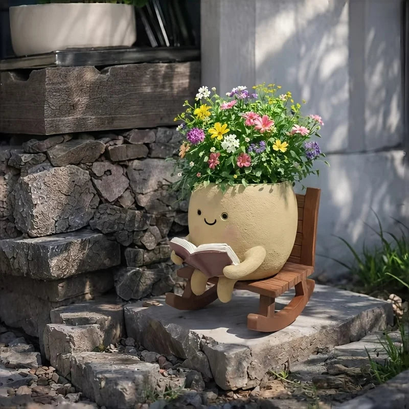 3-in-1 Smiling Book Lover Planter