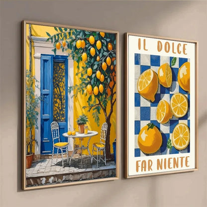 Retro Lemon Garden Canvas Wall Art 🍋🌿