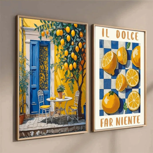 Retro Lemon Garden Canvas Wall Art 🍋🌿
