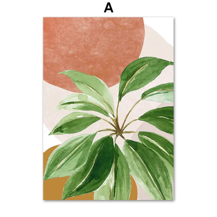 Modern Nordic Style Spring Green Plant Leaf Canvas Poster