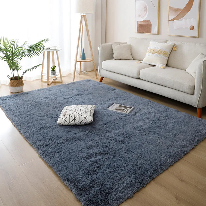 VIKAMA White Fluffy Carpet  Living Room Decoration Thicken Bedroom Bedside Mats Non-slip Children&