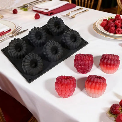 6 Cavity Raspberry Mousse Cake Baking Mold Fruit Shaped Dessert Silicone Mold For Chocolate Pudding Decorating Tools 1PC