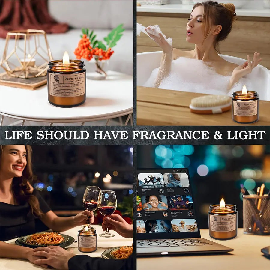 1pcs Brown Glass Cup Aromatherapy Candle Smokeless Scented Candle Suitable for Home Decoration Birthday Valentine&