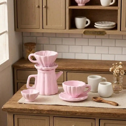 Mini Pink Hand-Brew Coffee Pot Set