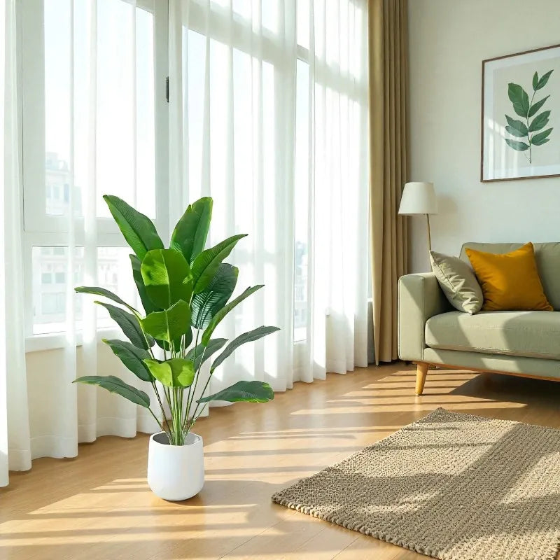 Artificial Tropical Palm Plant – Realistic Faux Banana Leaves Decor