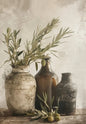 Retro Olive Tree & Lemon Canvas Wall Art