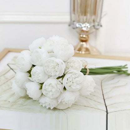 27-Heads Premium Silk Artificial Peony Bridal Bouquet