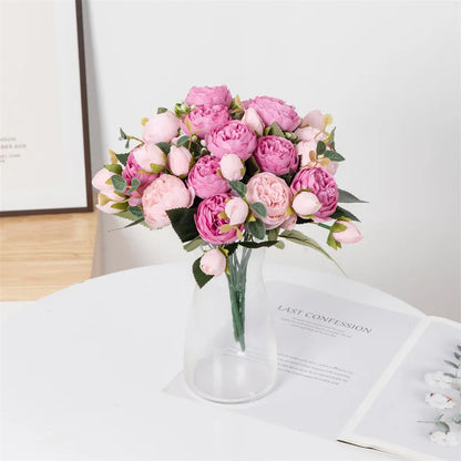 Premium Silk White Peony Artificial Flowers for Home Vase Decor