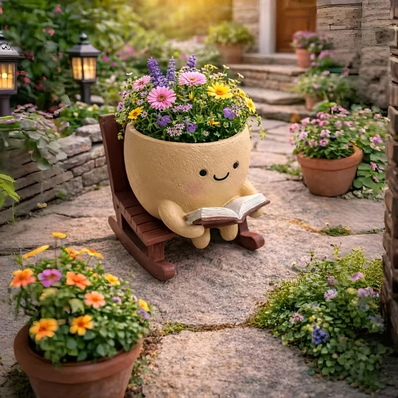 3-in-1 Smiling Book Lover Planter