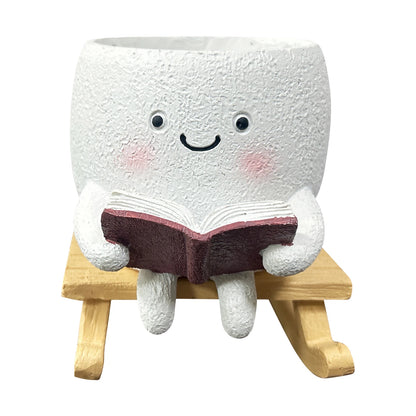 Resin Swing Smile Face Flower Pot
