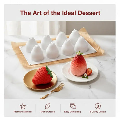 8-Cavity Strawberry Silicone Dessert Mold