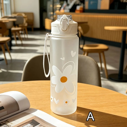 750ml Summer Daisy Straw Water Bottle