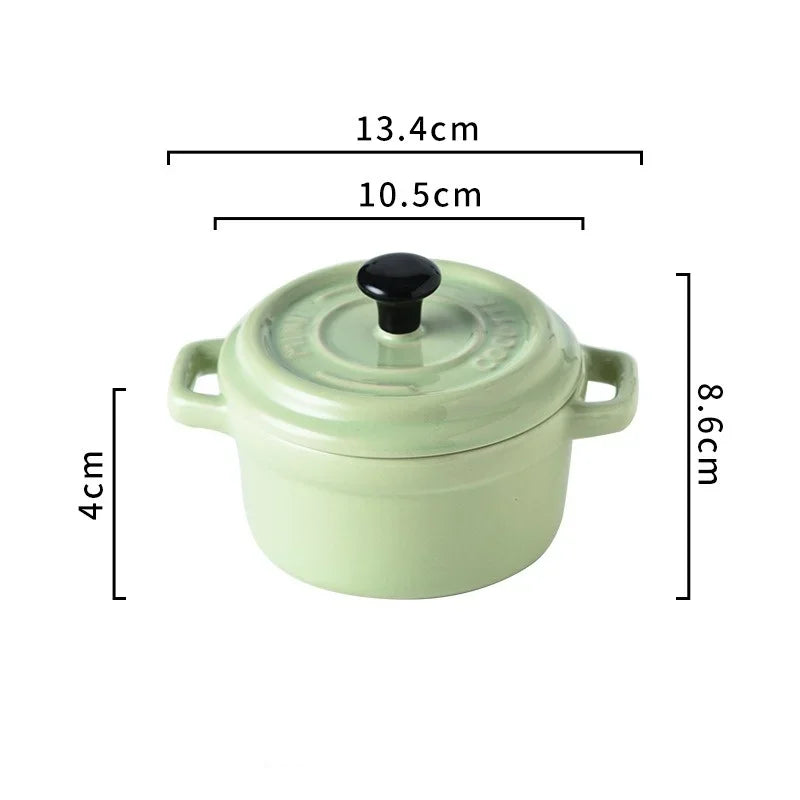200ML Ceramic Breakfast Bowl Ramekins with Lids Oven Safe Creme Brulee,Mini Casserole Souffle Cover&amp;Handle for French Onion Soup