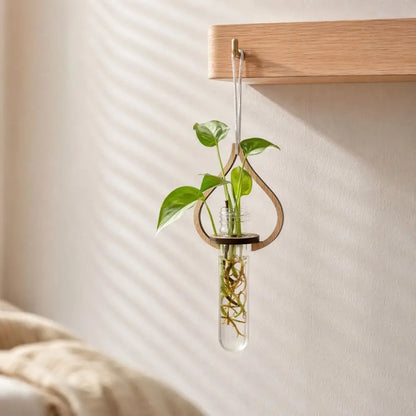 Wooden Hydroponic Planter Shelf Home Ornaments Retro Wall Decoration Vase Hollow Out Wall Mounted Planter Kitchen Ornament