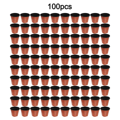 100pcs Two-Color Flower Pot Plastic Red And Black Pot Flower Pot Flowerpot Plastic Grow Box For Home Garden Plants Nursery
