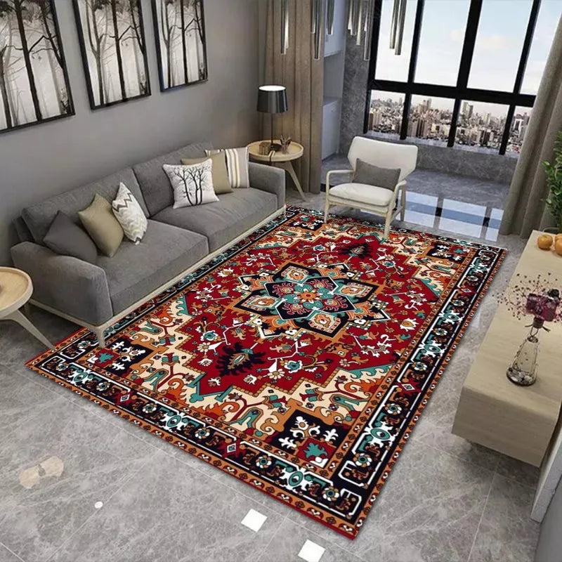 Vintage Persian Area Rug Bohemian Ethnic Style Living Room Bedroom Floor Protection Mat Soft Non-slip Home Decor Carpet