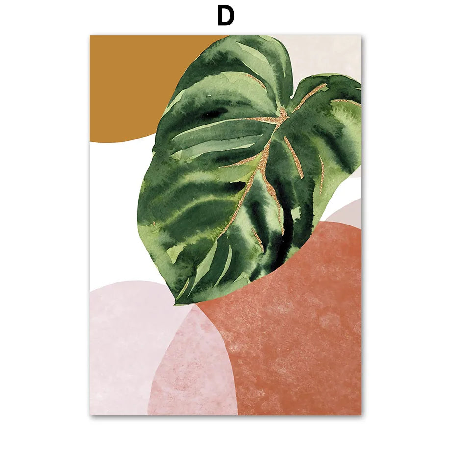 Modern Nordic Style Spring Green Plant Leaf Canvas Poster