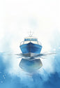 Watercolor Blue Coastal Sea Creatures Canvas Wall Art Posters