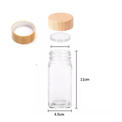 1Pc 120ml Glass Spice Jars with Bamboo Lid Spice Seasoning Containers Salt Pepper Shakers Spice Organizer Kitchen Storage Set
