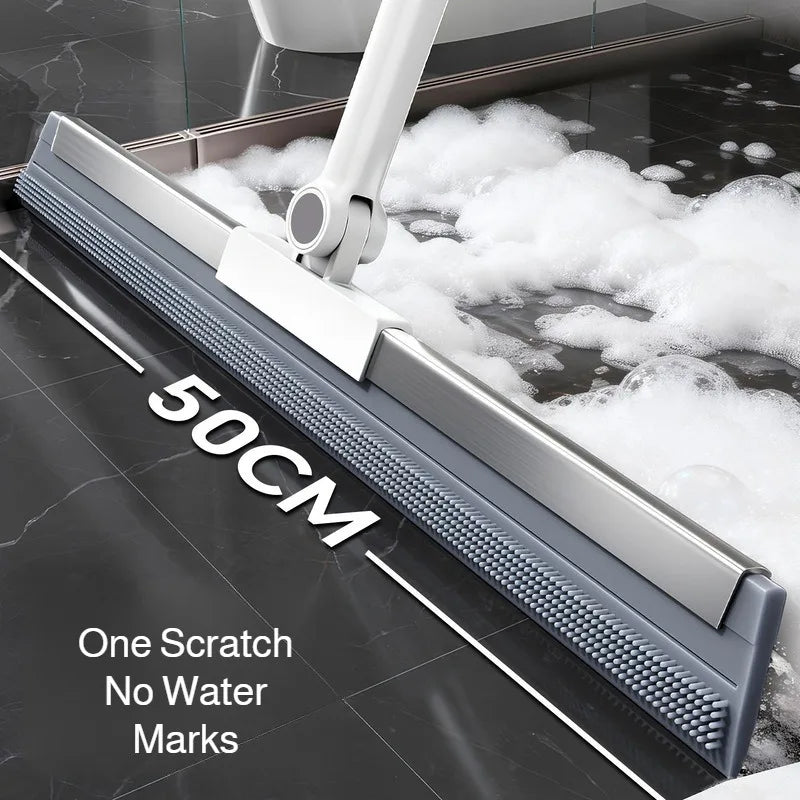 Silicone Scraper Broom Non-Stick Bristles  Wiper Long Ergonomic Handle Squeegee Scrubber for Floor Toilet Bathroom Glass