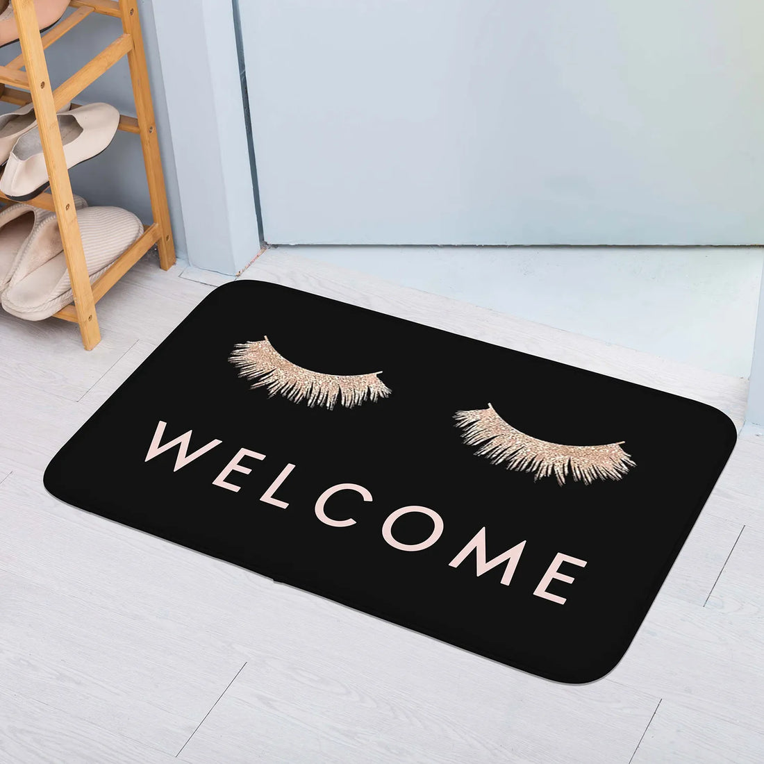 1pc Pink Eye Print Letter Graphic Mat Modern Polyester Absorbent Floor Mat For Household Home Decorative Entrance Door Rmats