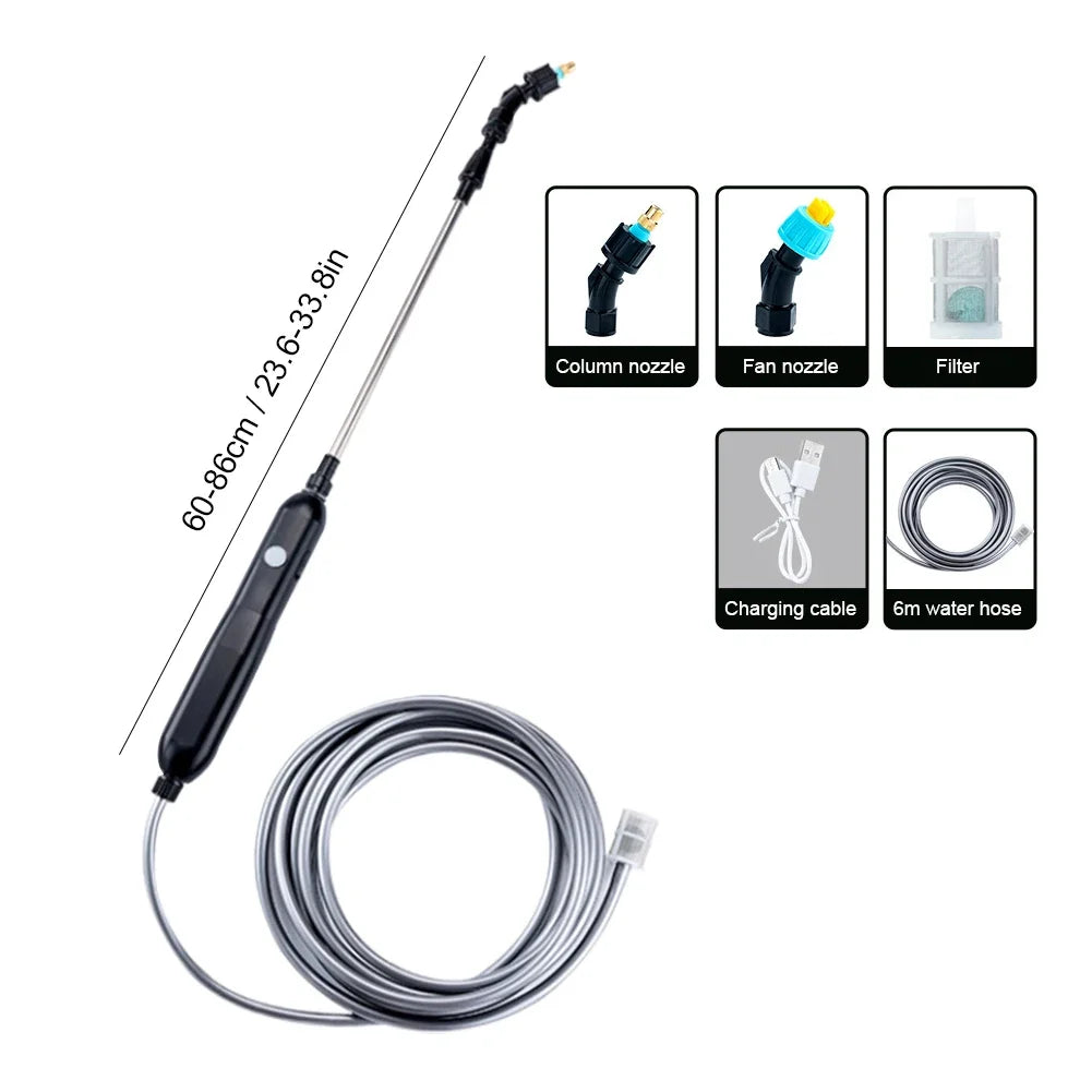 5/8L Battery Powered Sprayer with USB Rechargeable Handle and Retractable Wand Water Sprayer for Garden Lawn and Other Cleaning