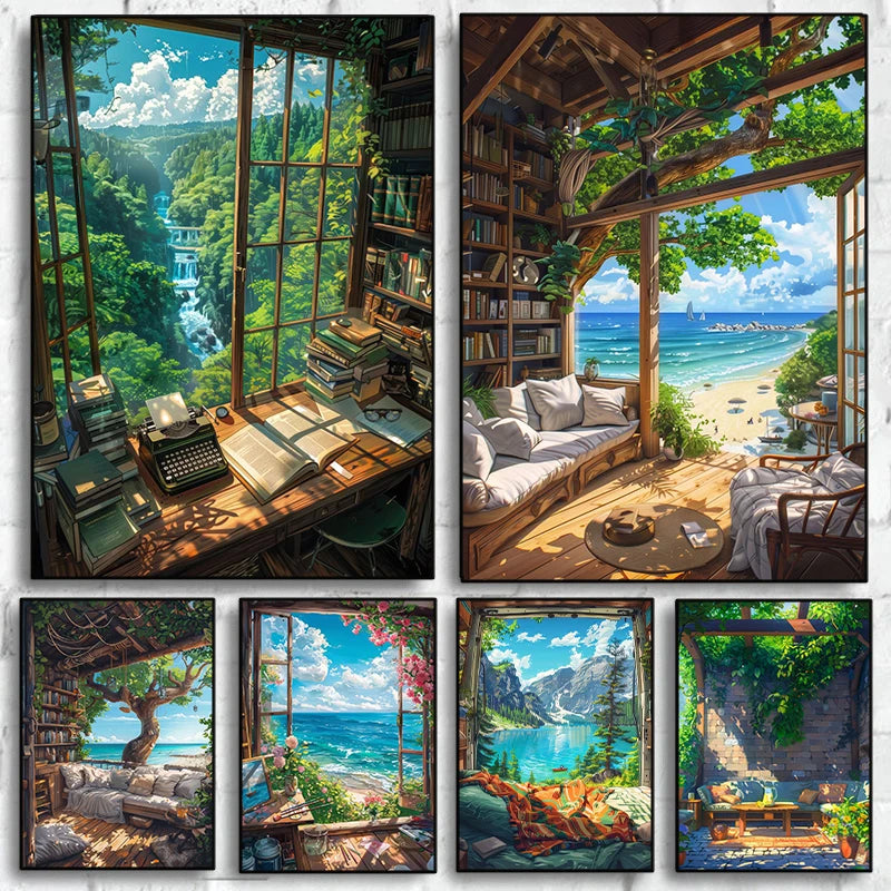 Seaside Villa & Beach Life Poster | Modern Coastal Wall Decor