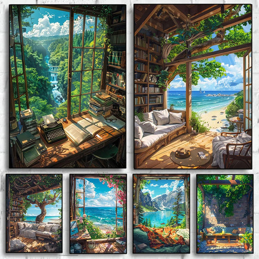 Seaside Villa & Beach Life Poster | Modern Coastal Wall Decor