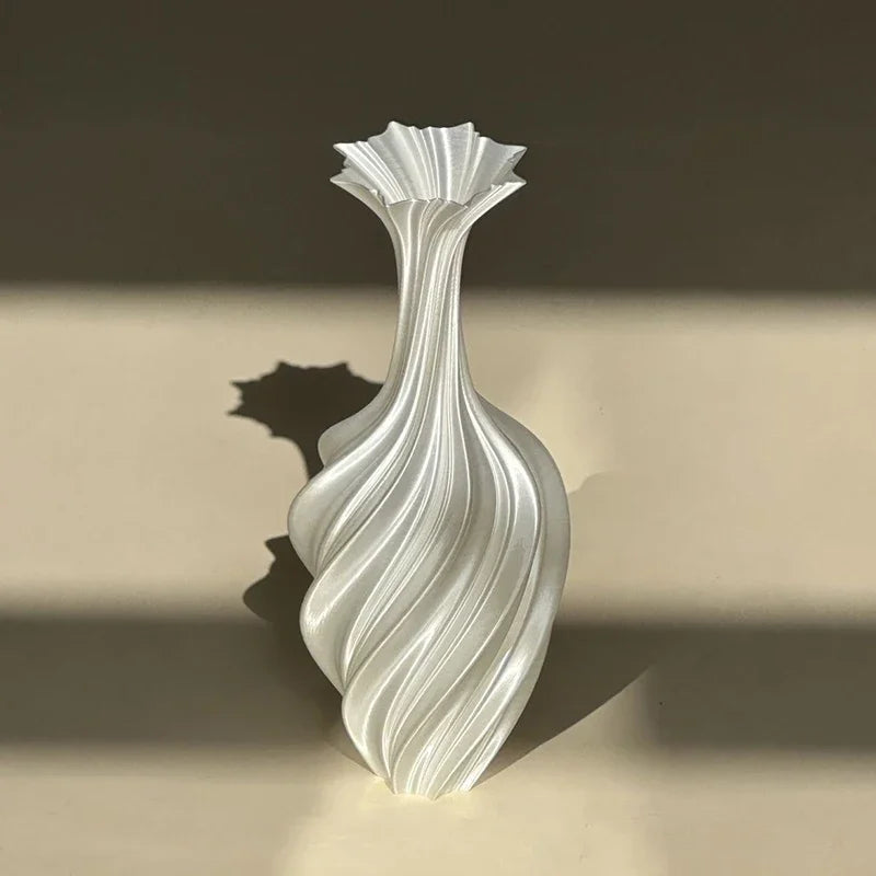 3D Printed Swirl Vase – Modern Aesthetic Flower Decor