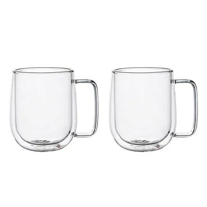 150/250/350ml Heat Resistant Glass Cups Double Wall Glass Coffee Cup with Handle Breakfast Milk Water Cup Clear Juice beer Cups