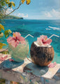 French Beach Vibes Canvas Print | Girly Tropical Wall Art