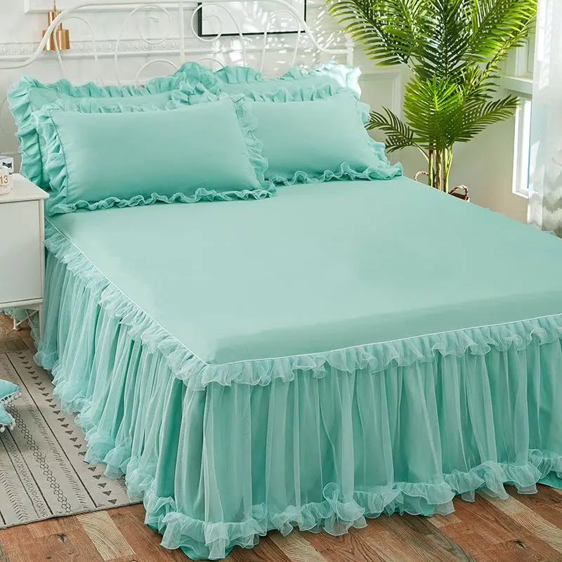 Korean Lace Bed Skirt Single Piece Princess Bedspread Thickened Mattress Non-Slip Bed Sheet Cover