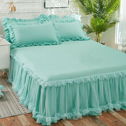 Korean Lace Bed Skirt Single Piece Princess Bedspread Thickened Mattress Non-Slip Bed Sheet Cover