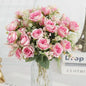 30cm Premium Silk Rose & Peony Bouquet (5 Big Heads & 4 Buds)