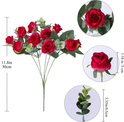 30CM Premium Silk Rose & Peony Bouquet with Eucalyptus Leaves
