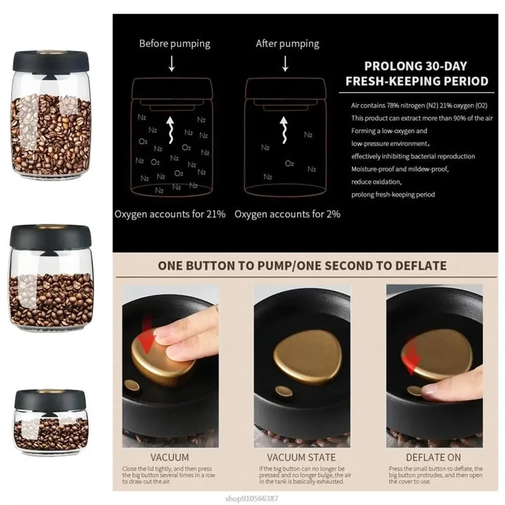 Coffee Bean Vacuum Storage Jar ☕✨