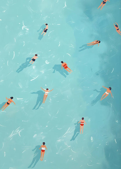 Modern Summer Girl Swimming Pool Party Canvas Poster