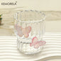 3D Butterfly Striped Glass Coffee Cup 🦋☕